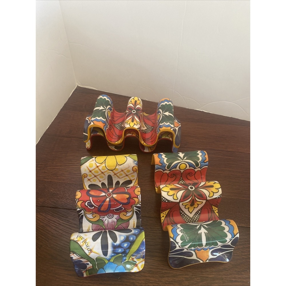 Prepara‎ Multiple Taco Holder Stand Plastic Yellow, Red Colorful set of 4.